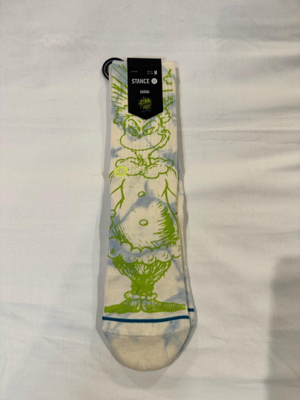 Stance Grinch Crew Socks in White & Lime Green